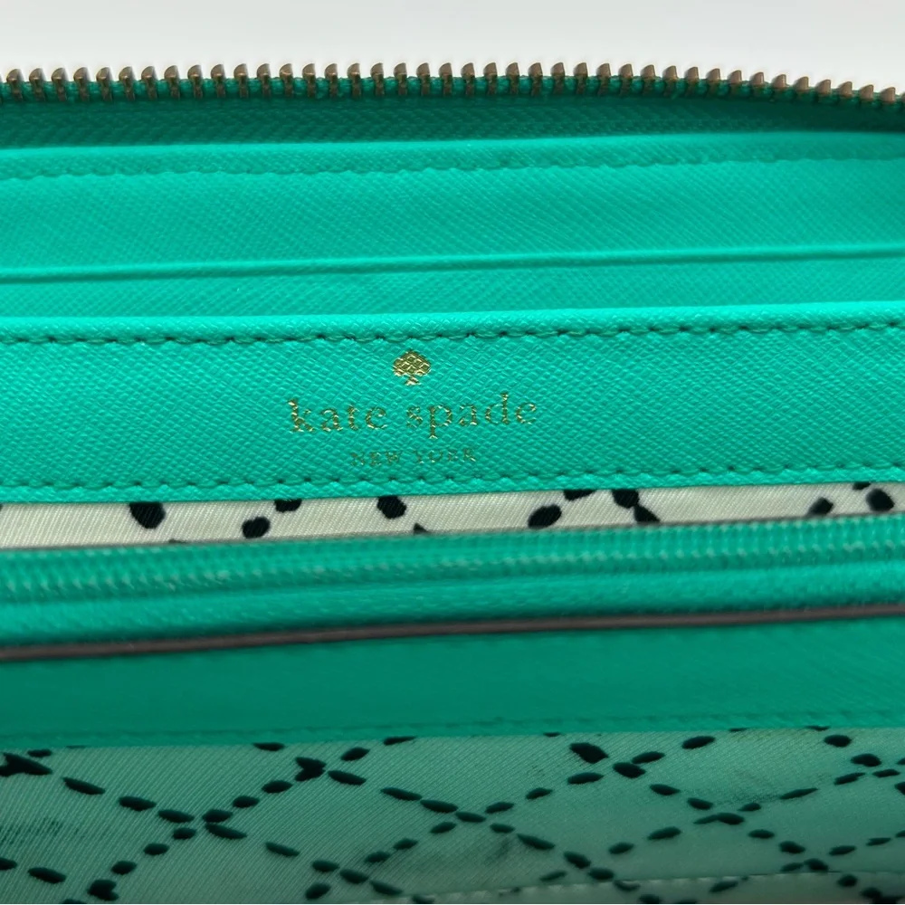 Kate Spade New York Turquoise Teal Leather zip-around Wallet